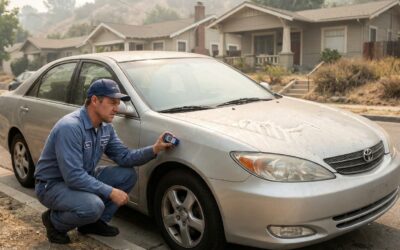 Luxe auto body shop 23 Wildfire ash paint damage car repair los angeles: polish it out or respray?